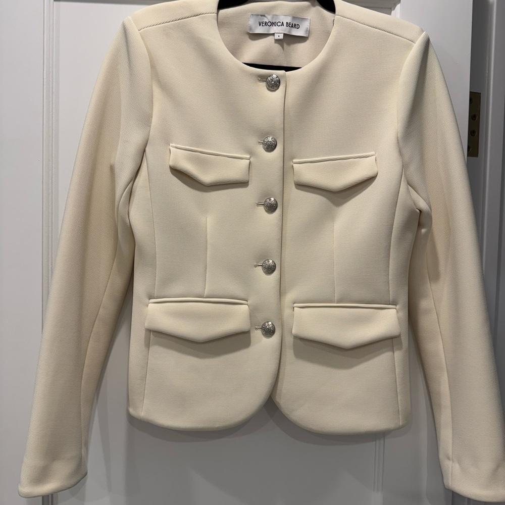 Veronica Beard Ivory Blazer with Silver Buttons